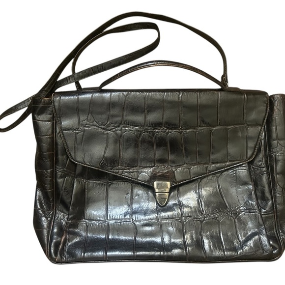 Nordstrom large vintage “crocodile leather”attaché case/briefcase large bag - Picture 2 of 12